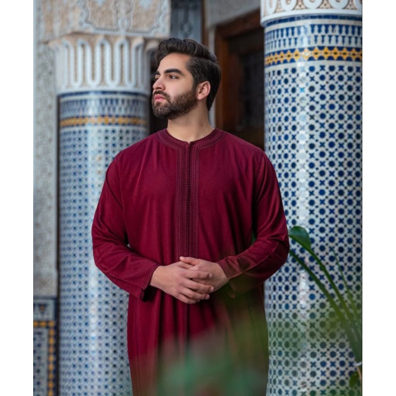 Gandoura Élégance – Rouge Grenat