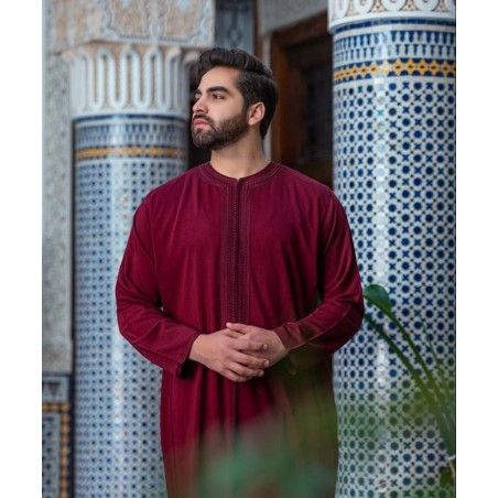Gandoura Élégance – Rouge Grenat
